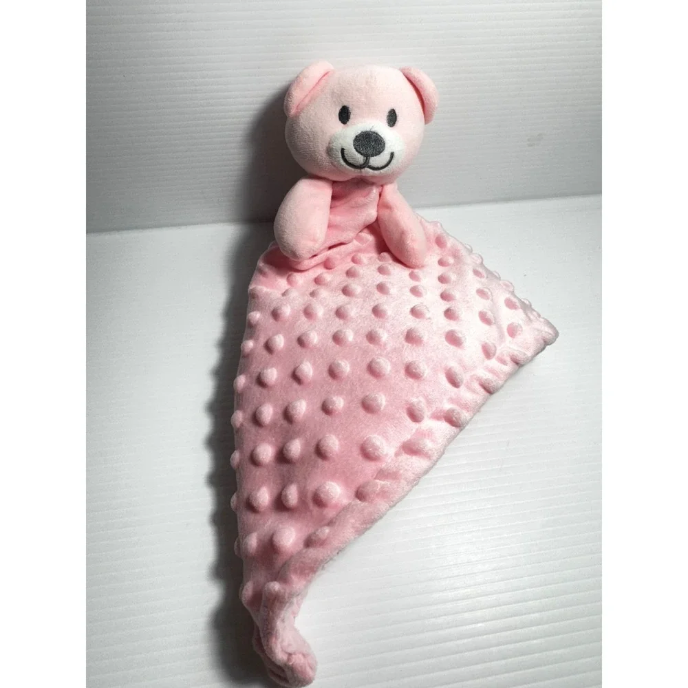 Little Beginnings Pink Teddy Bear Security Blanket Minky Dot Sherpa Lovey 116839